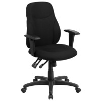 Flash Furniture BT-90297M-A-GG Mid-Back Black Multi-Functional Ergonomic Chair with Height Adjustable Arms